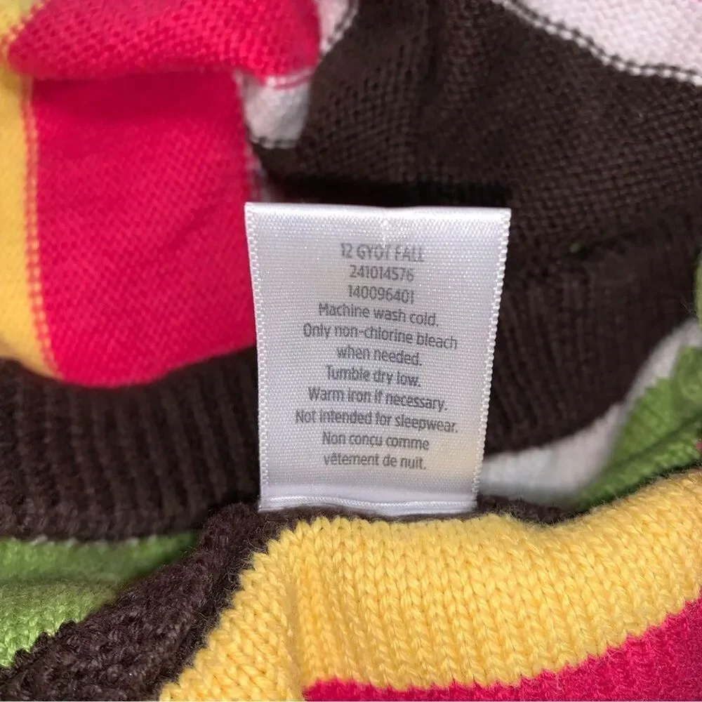 Gymboree Cardigan Sweater Girls 3-4 Fall Colorful striped Long Belt Button Front